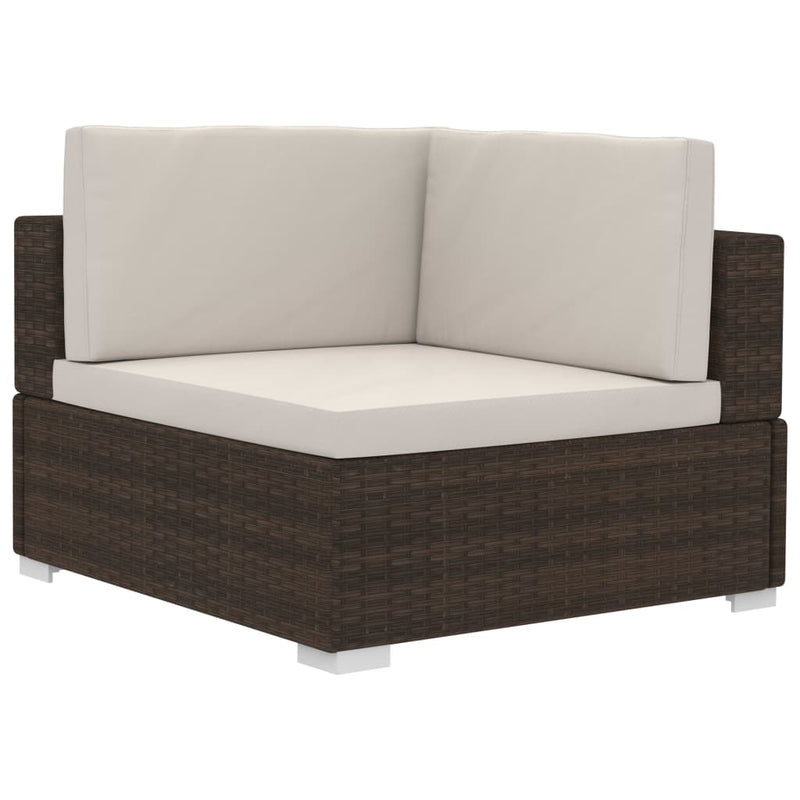 Sectional Corner Chairs 2 pcs with Cushions Poly Rattan Brown