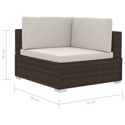 Sectional Corner Chairs 2 pcs with Cushions Poly Rattan Brown