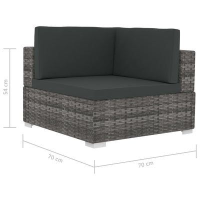 Sectional Corner Chairs 2 pcs with Cushions Poly Rattan Grey