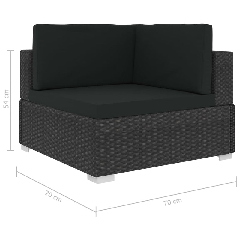 Sectional Corner Chairs 2 pcs with Cushions Poly Rattan Black