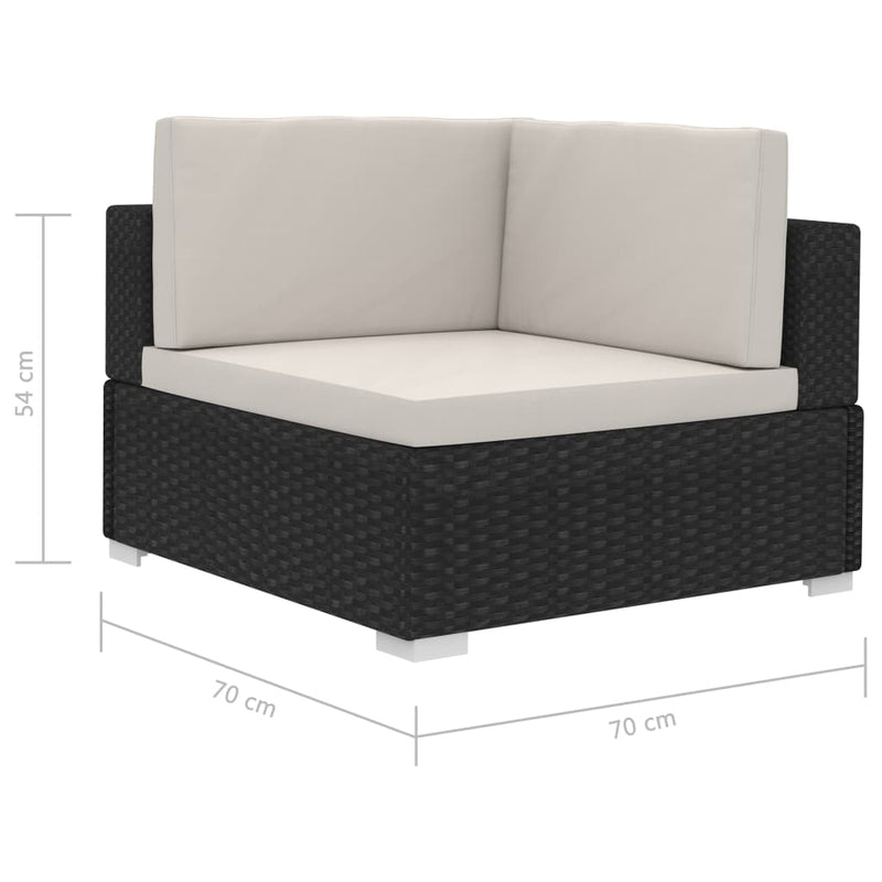 3 Piece Garden Sofa Set with Cushions Poly Rattan Black