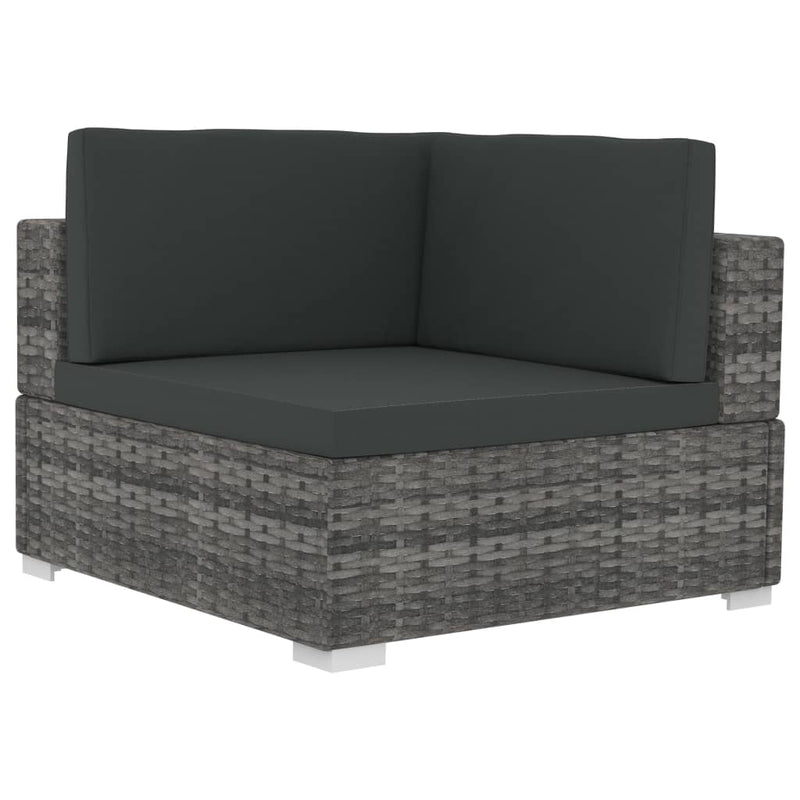 3 Piece Garden Sofa Set with Cushions Poly Rattan Grey