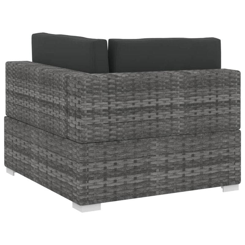 3 Piece Garden Sofa Set with Cushions Poly Rattan Grey