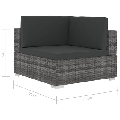 3 Piece Garden Sofa Set with Cushions Poly Rattan Grey