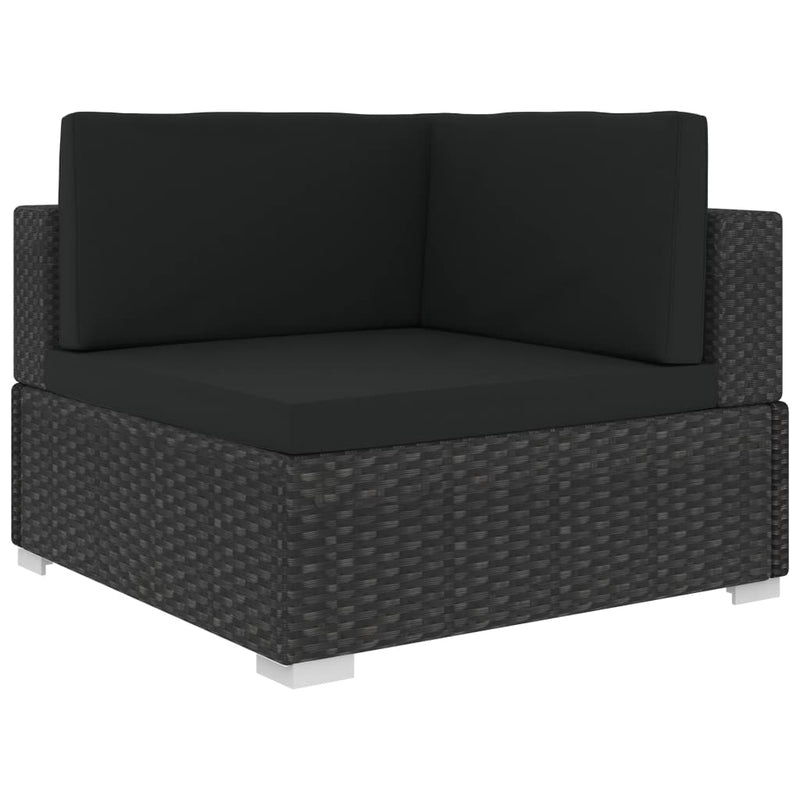 3 Piece Garden Sofa Set with Cushions Poly Rattan Black