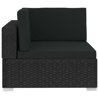 3 Piece Garden Sofa Set with Cushions Poly Rattan Black