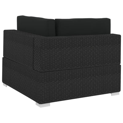 3 Piece Garden Sofa Set with Cushions Poly Rattan Black