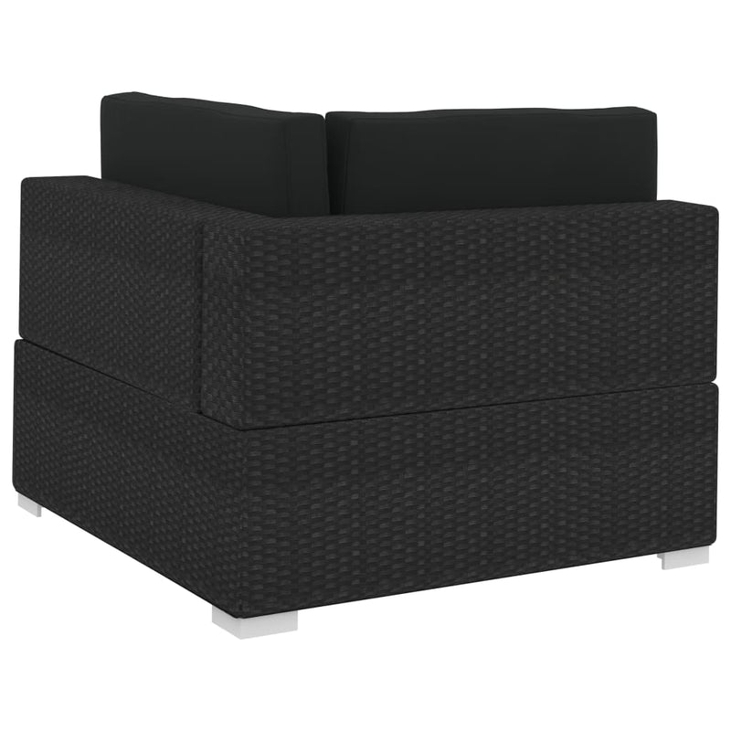 3 Piece Garden Sofa Set with Cushions Poly Rattan Black