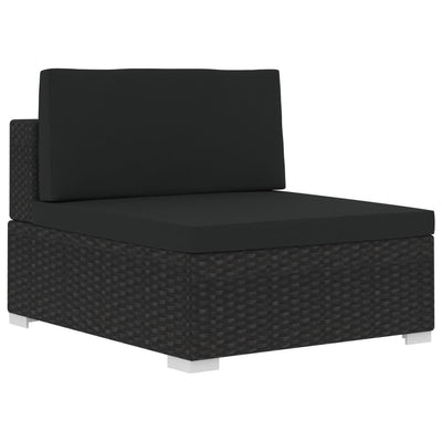 3 Piece Garden Sofa Set with Cushions Poly Rattan Black