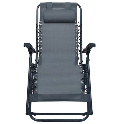 Folding Deck Chair Grey Textilene