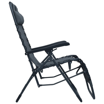 Folding Deck Chair Grey Textilene