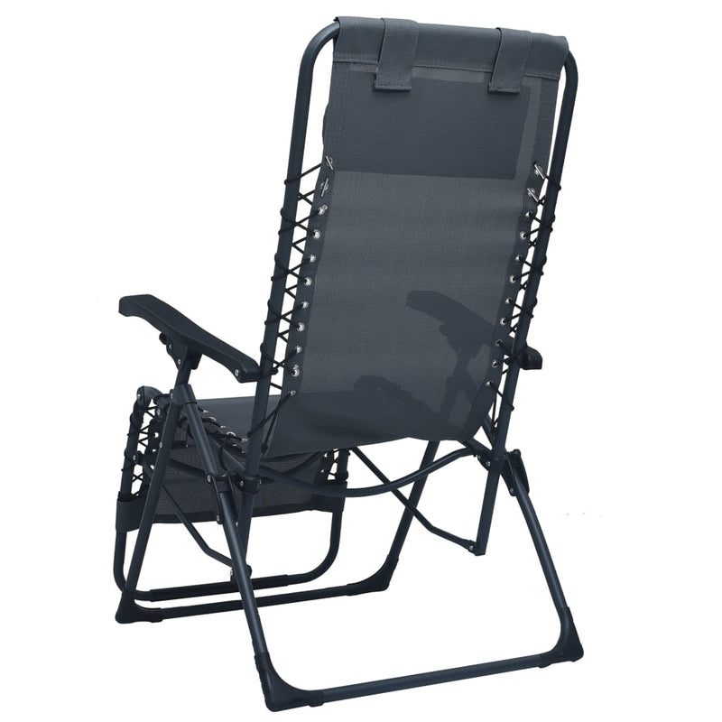 Folding Deck Chair Grey Textilene