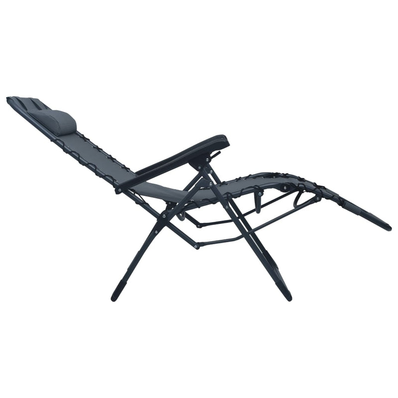 Folding Deck Chair Grey Textilene