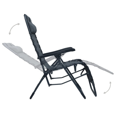 Folding Deck Chair Grey Textilene