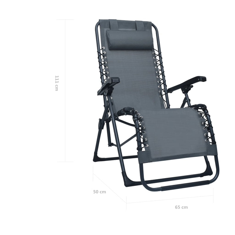 Folding Deck Chair Grey Textilene