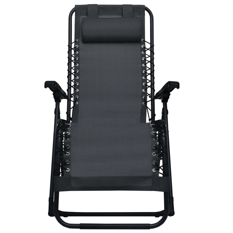 Folding Deck Chair Black Textilene