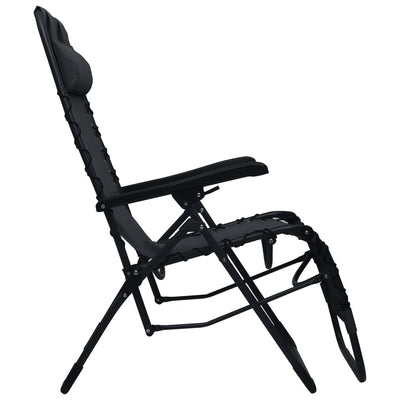 Folding Deck Chair Black Textilene