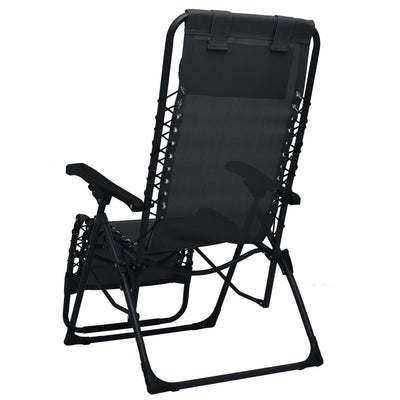 Folding Deck Chair Black Textilene