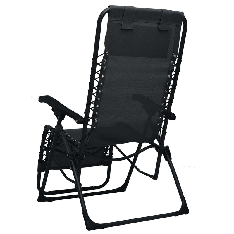 Folding Deck Chair Black Textilene