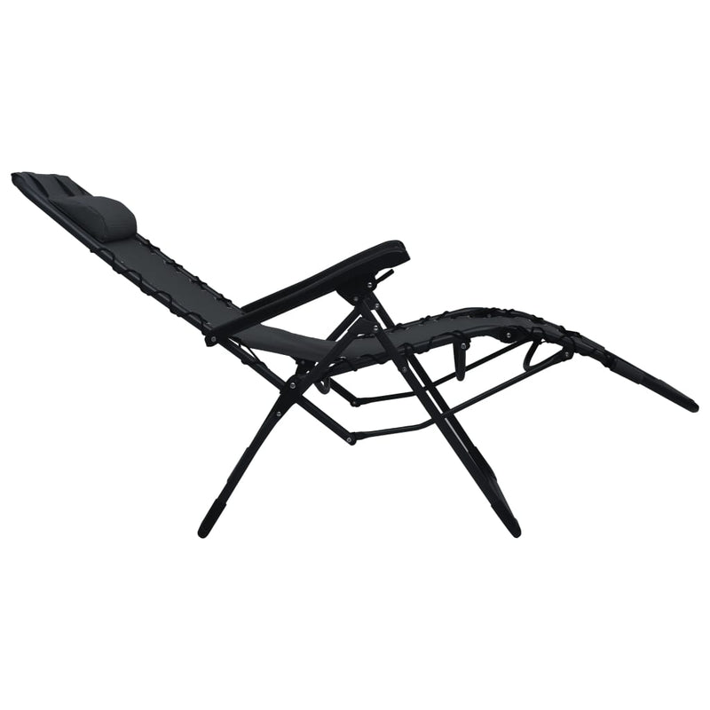 Folding Deck Chair Black Textilene