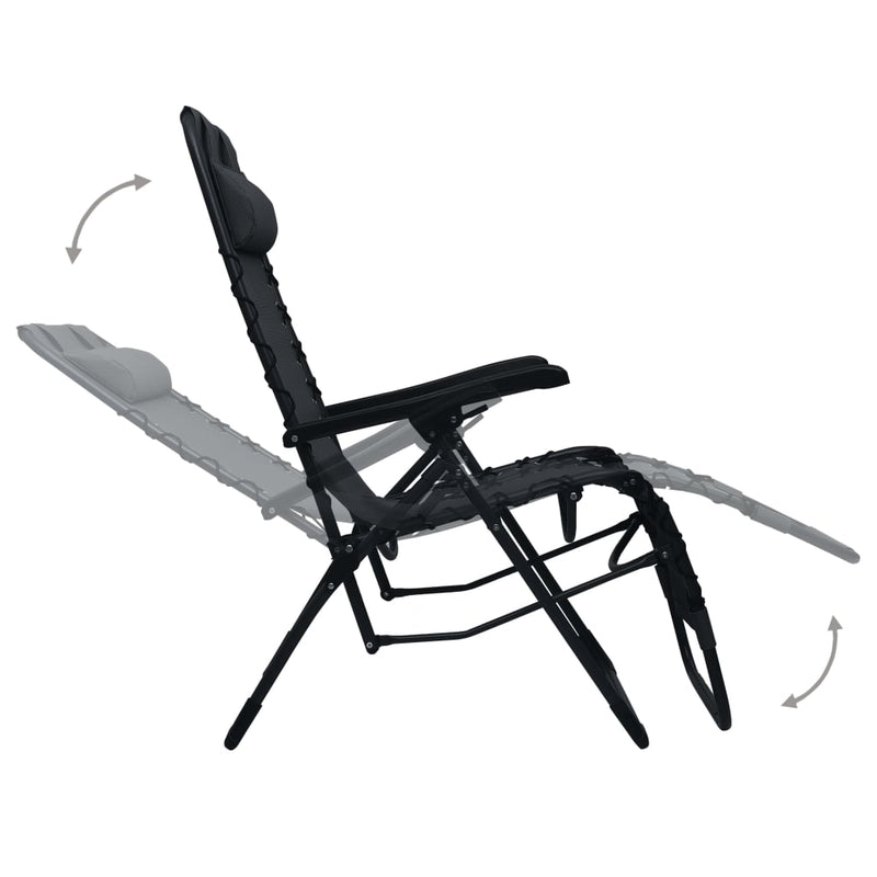 Folding Deck Chair Black Textilene