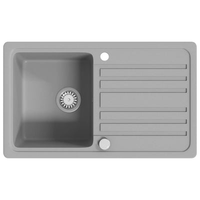 Granite Kitchen Sink Single Basin with Drainer Reversible Grey