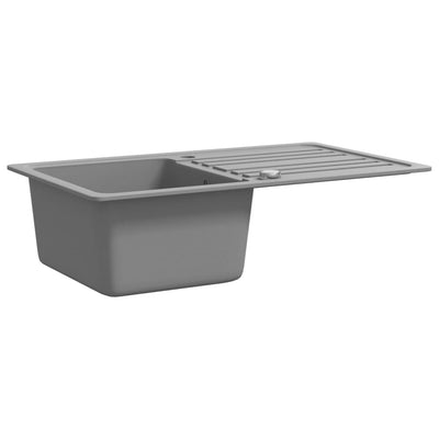 Granite Kitchen Sink Single Basin with Drainer Reversible Grey