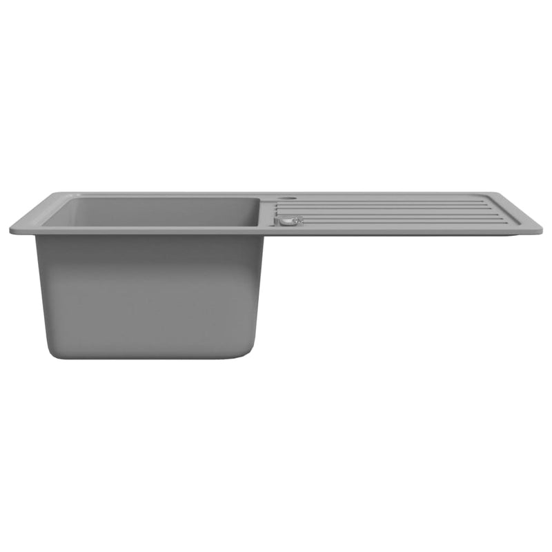 Granite Kitchen Sink Single Basin with Drainer Reversible Grey