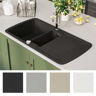 Granite Kitchen Sink Double Basin Black