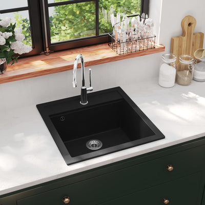 Granite Kitchen Sink Single Basin Black