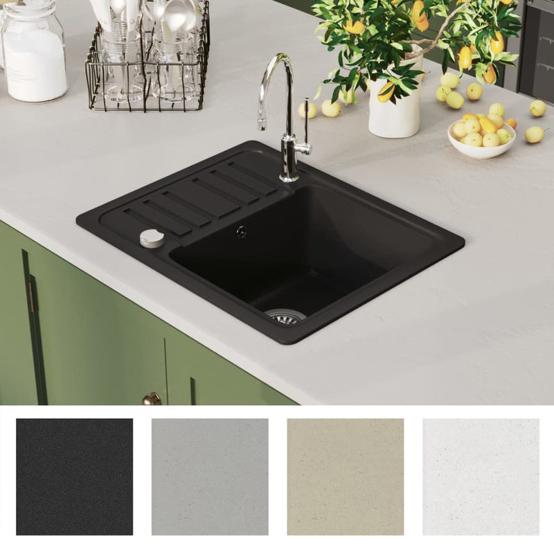 Granite Kitchen Sink Single Basin Black