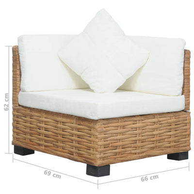 Corner Sofa with Cushions Natural Rattan