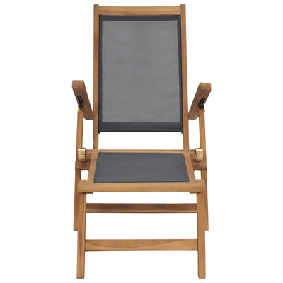 Deck Chair with Footrest Solid Teak Wood Black