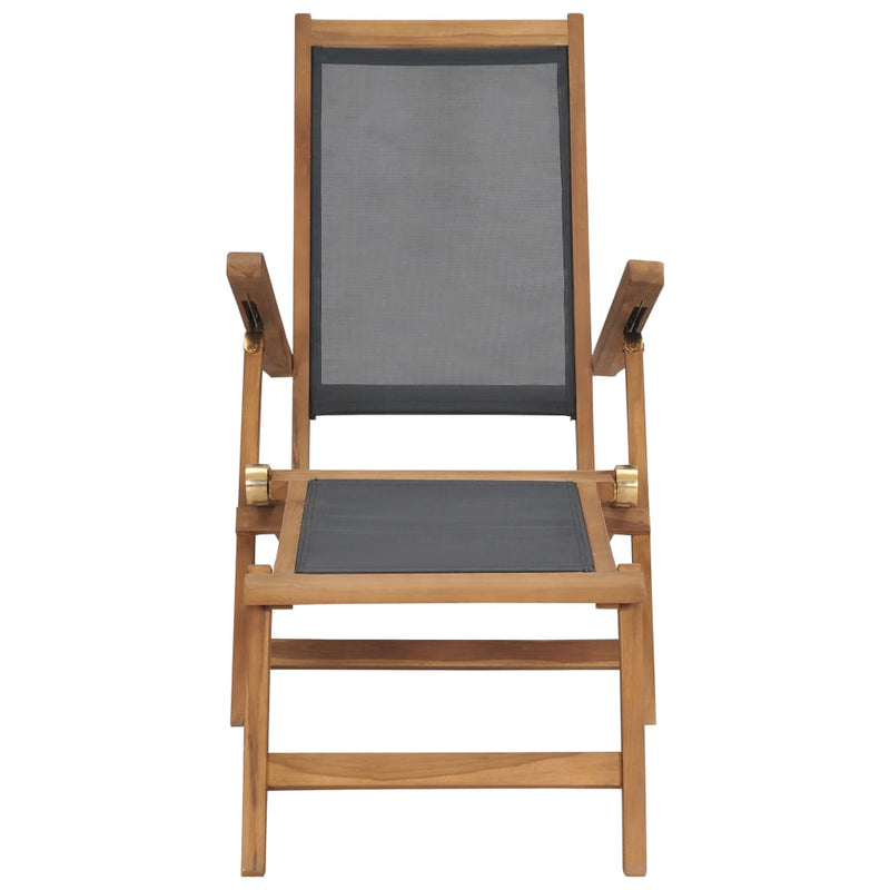 Deck Chair with Footrest Solid Teak Wood Black