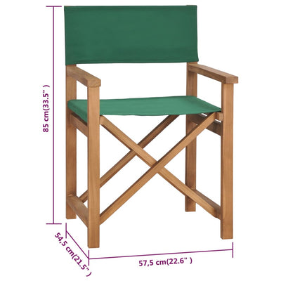 Director's Chair Solid Teak Wood Green