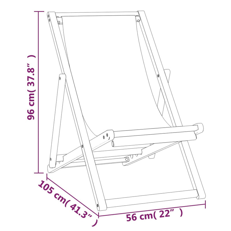 Folding Beach Chair Solid Teak Wood Grey