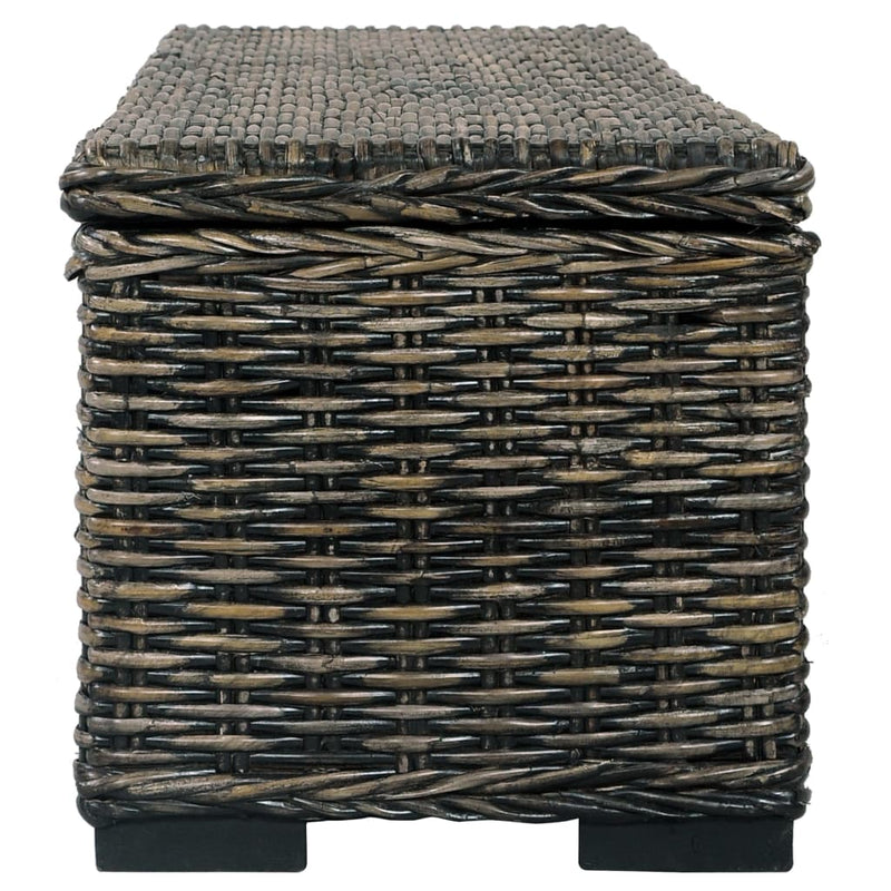 Storage Box 120 cm Black Kubu Rattan and Solid Mango Wood