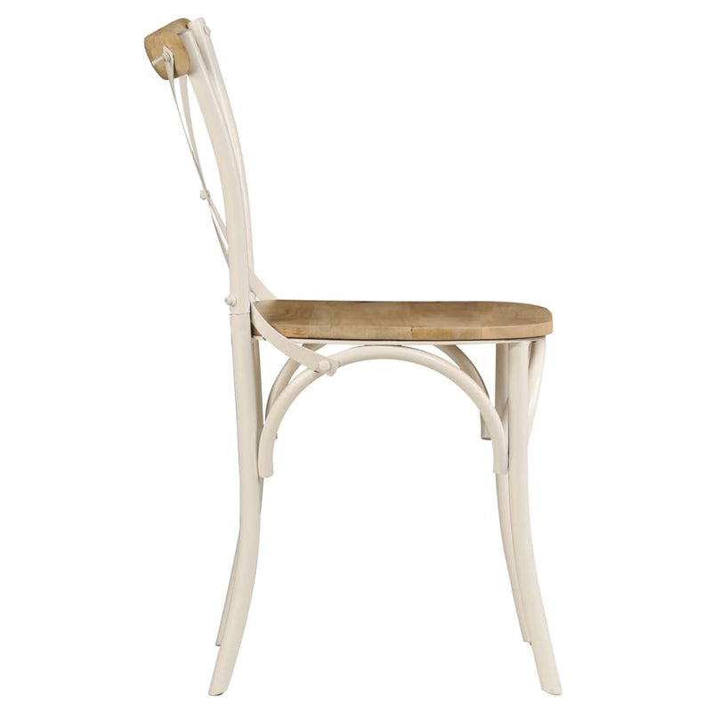 Cross Chairs 4 pcs White Solid Mango Wood