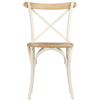 Cross Chairs 6 pcs White Solid Mango Wood