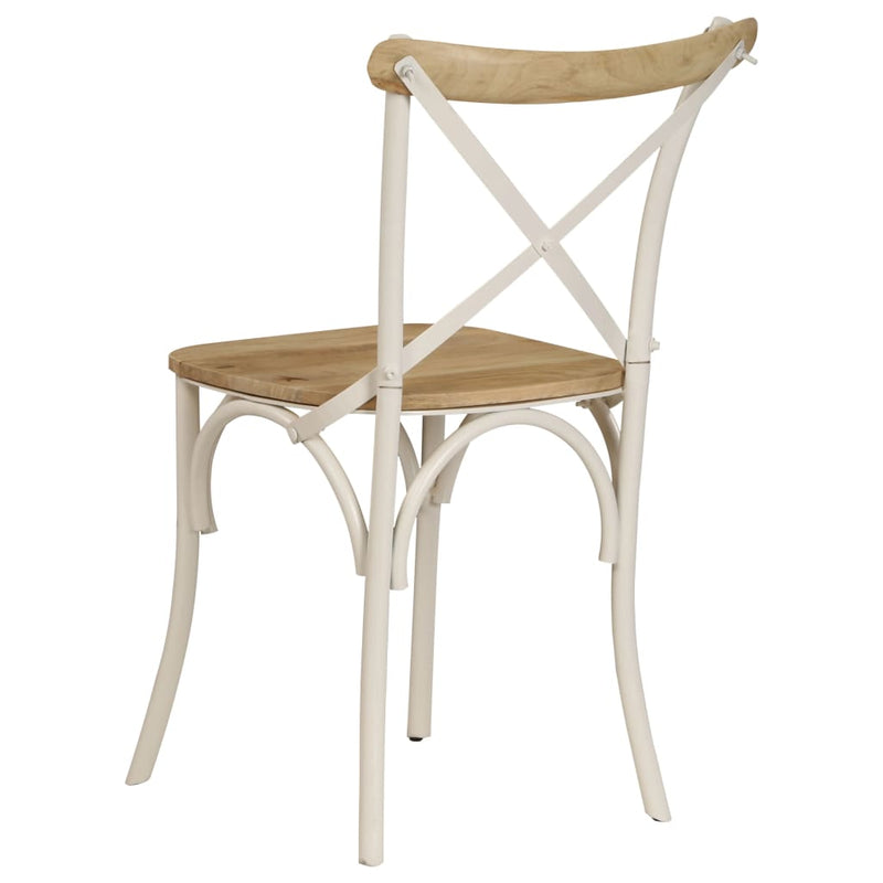 Cross Chairs 6 pcs White Solid Mango Wood