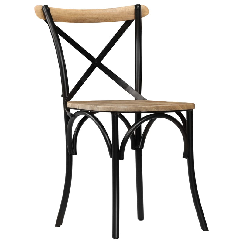 Cross Chairs 4 pcs Black Solid Mango Wood