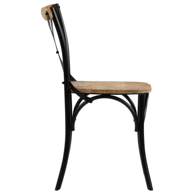 Cross Chairs 4 pcs Black Solid Mango Wood