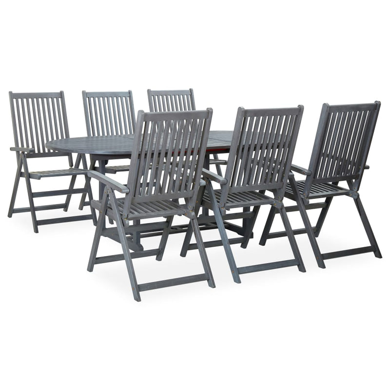 7 Piece Outdoor Dining Set Solid Acacia Wood Grey