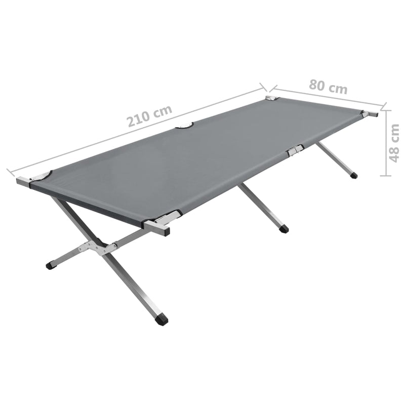 Camping Bed 210x80x48 cm XXL Grey