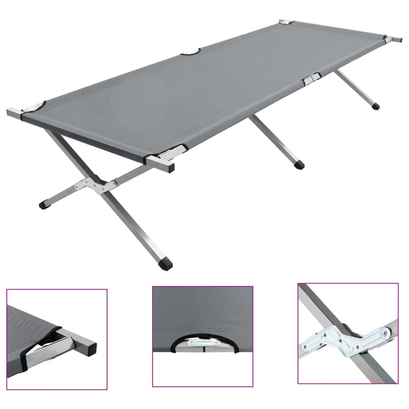 Camping Bed 210x80x48 cm XXL Grey