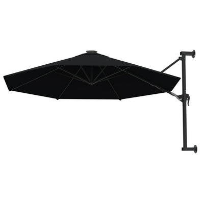 Wall-Mounted Garden Parasol with Metal Pole 300 cm Black