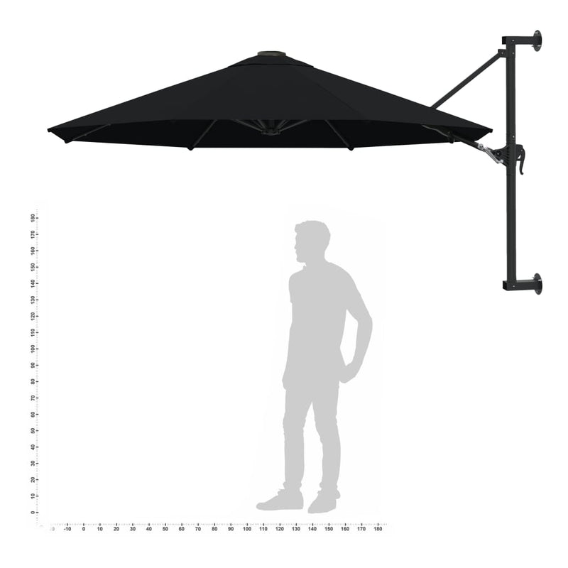 Wall-Mounted Garden Parasol with Metal Pole 300 cm Black