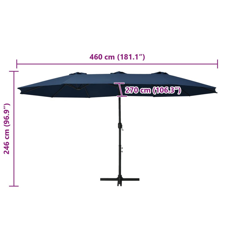 Garden Parasol with Aluminium Pole 460x270 cm Blue