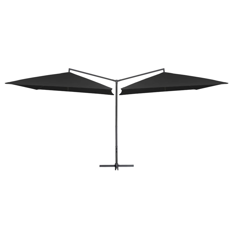 Double Parasol with Steel Pole 250x250 cm Black