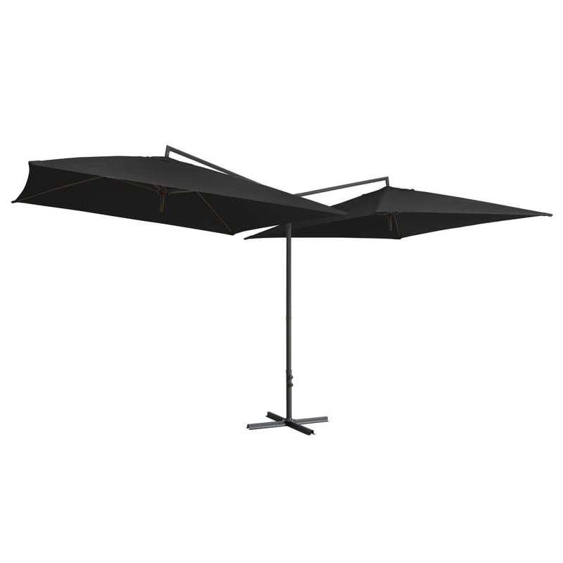 Double Parasol with Steel Pole 250x250 cm Black